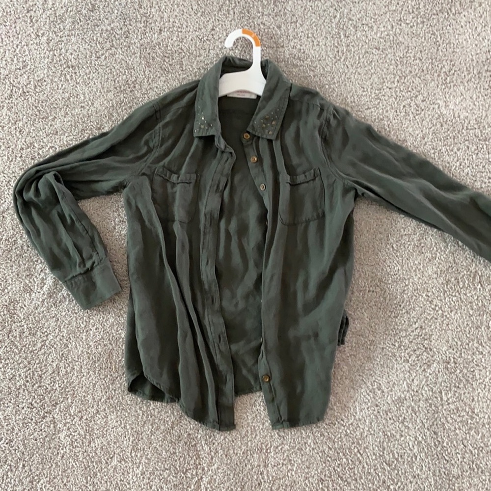 Justice Green Button Up Cardigan